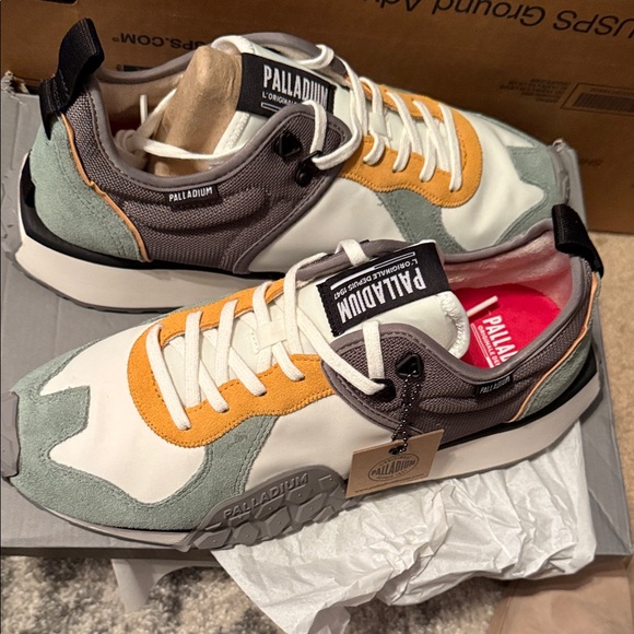 Palladium Other - Palladium White and Gray Sneakers with Orange Accents